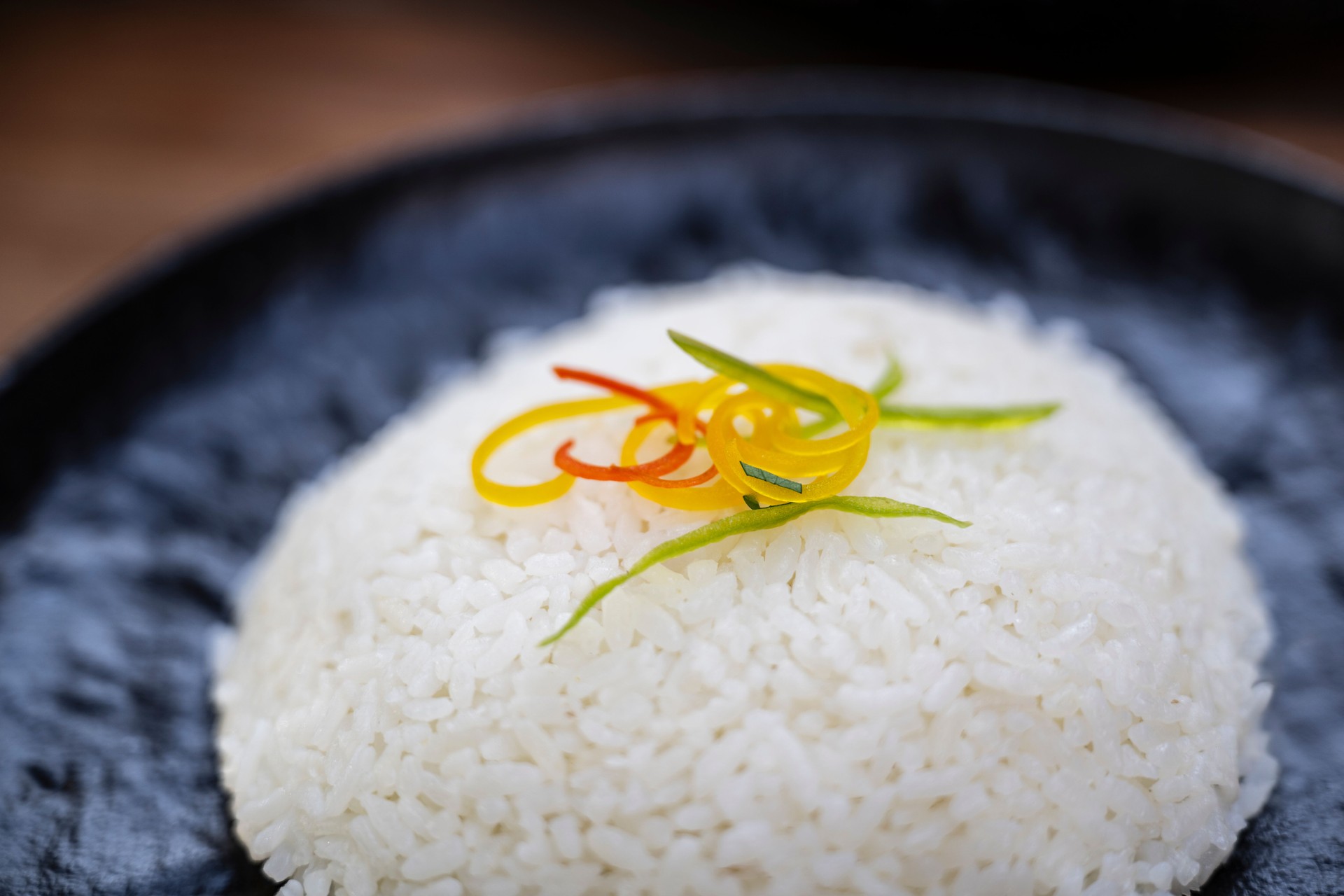 Aromatic long grain white rice on plate